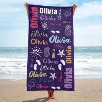 Toalla de playa personalizada para piscina, diseño de fuente multicolor, baño personalizado, con nombre exterior, cumpleaños - details 7