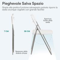 Silla Plegable para Ahorrar Espacio, Silla de Comedor para Interior y Exterior con Estructura de Acero, 42x38x78 cm (Blanco, 6) - details 3