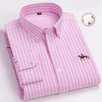 hombre manga larga ropa hombre S~7XL 100% algodón puro Camisa giratoria Oxford de manga larga para hombre Ocio de negocios Bolsillo bordado Slim Fit Estilo de botón Suave Med - details 23