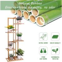 Decoración de Maceta de Bambú: Escalera Vertical para Flores Soporte de Estante para Esquina Exterior Interior Balcón Jardín Salón 40 x 20,2 x 121,9cm - details 13