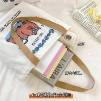 Capybara-Bolso de lona de Anime para compras, bolsa informal de gran capacidad con dibujos animados, estilo Harajuku, Punk, regalo de papelería de dibujos animados, 2024 - details 3