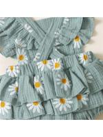 Verano recién nacido bebé niñas de 0 a 18 meses mameluco estampado de girasol sin mangas lindo mono de una pieza para niños - details 12