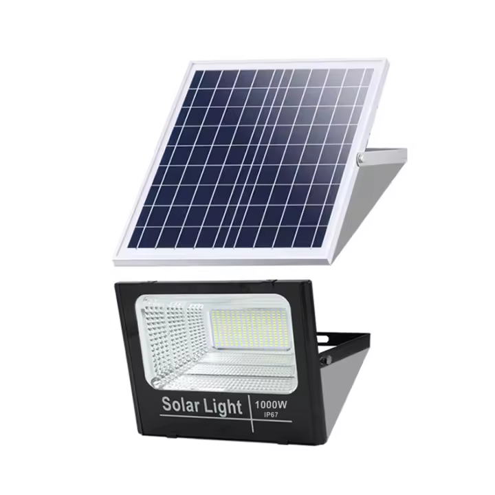 Farola solar de 1000W con control remoto IP67 Luz de inundación LED impermeable para exteriores para caravana de camping Sensor de movimiento PIR de brillo ajustable Batería de 6000mAh Iluminación de jardín montada en la pared - 1