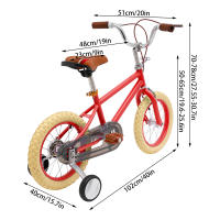 Bicicleta Infantil de 14 Pulgadas con Ruedas Adicionales para Niños de 3 a 4 años y 35,4-43,3 Pulgadas de Alto Rojo - details 10