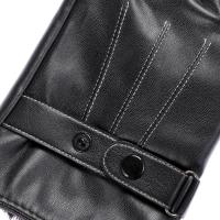 Guantes Térmicos de cuero para hombre, manoplas de dedo completo, impermeables, a prueba de viento, pantalla táctil, color negro y marrón, Invierno - details 2