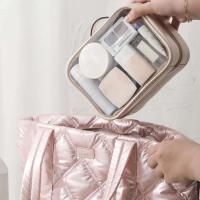 Bolsa de cosméticos transparente de 2 capas, paquete grande impermeable, bolsas de maquillaje transparentes de viaje multifuncionales, bolso de mano - details 13