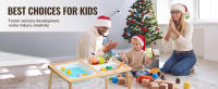 SucceBuy Mesa sensorial para niños pequeños, contenedores de almacenamiento, tablero de actividades de doble cara, mesa de arena y agua para juegos en interiores y exteriores, mesa sensorial de madera para niños para dibujar, estudiar, comer, natural - details 4