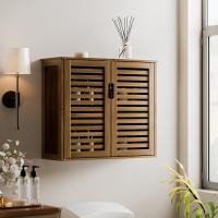 Armario de Baño de Pared con Puertas Muebles de Baño de Bambú Armario Colgante con Estante Ajustable Organizador de Almacenamiento de Ahorro de Espacio Sobre el Inodoro Blanco - details 28