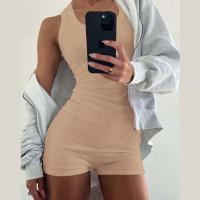 BUNO-chándales informales para Mujer, conjunto de 2 piezas, chalecos cortos elásticos con cuello en U y pantalones cortos acanalados, ropa deportiva concisa para gimnasio - details 30