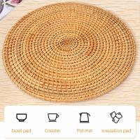 Manteles Individuales tejidos a mano para mesa de cena, manteles individuales redondos de mimbre Natural, resistentes al calor - details 6