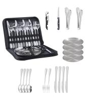 Cubertería portátil de acero inoxidable para camping, batería de cocina para picnic, cubertería para exteriores - details 4