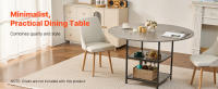 SucceBuy Mesa de comedor redonda de 47 pulgadas, mesa de madera para 2-4 personas, con estante de almacenamiento y patas de metal, gris (solo mesa) - details 0