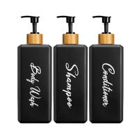 Dispensador de baño de 500 ml, botella con bomba de bambú para llenar champú, gel de baño y loción - details 0