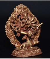 Como el Dios de la riqueza en Nepal, adorno de práctica de estatua de Buda de adoración antigua de cobre puro tántrico tibetano hecho a mano - details 7