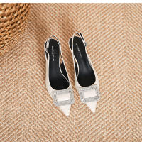 Zapatos de tacón de aguja con diamantes de imitación de metal francés de nuevo estilo para mujer - details 23