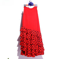 Vestido de Baile Flamenco Falda Volante de Cinturón Rojo Moda para Mujeres - details 6