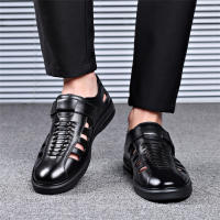 Sandalias de verano para hombre, nuevas, huecas, para playa, de piel suave y transpirable, con velcro. - details 13