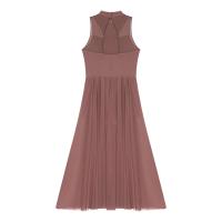 Elegante Traje de Patinaje de Hielo para Mujeres Leotardo de Ballet de Malla Transparente sin Mangas Traje de Baile Lírico Contemporáneo - details 5