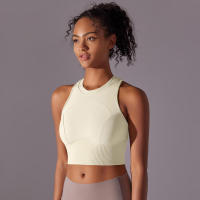 Tops para mujer, Top moldeador de punto de Color sólido, ropa de Yoga recortada en la espalda, deportes, correr, camiseta sin mangas - details 37