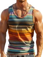 Camisetas sin mangas con estampado de rayas Retro para hombre, chaleco informal sin mangas con estampado 3D, camisetas deportivas holgadas con cuello redondo de secado rápido, verano - details 6
