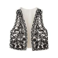 BUNO-Chaleco bordado de cuerda vintage para mujer, chaleco informal. - details 4