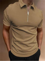 Camiseta polo de manga corta de color sólido con solapa para hombre, top de ajuste informal, ropa para hombre - details 3