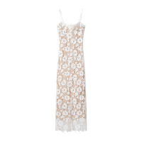 TRAFZA 2025 Vestido midi con tirantes sexy para fiesta de primavera para mujer, sin mangas, ajustado, con abertura en la espalda, diseño de correa hueca de encaje, vestido vintage - details 1