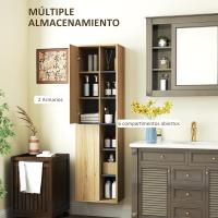 Columna Pared Compartimentos Abiertos y 2 Puertas Morno 40x24x141,5 cm Natural - details 6