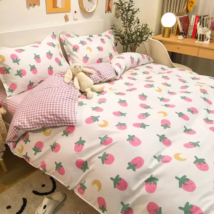 Juego de Ropa de Cama de Moda en Blanco y Verde con Funda de Edredón Nórdica y Funda de Almohada de Tamaño Queen Clásico para Niños Invierno - 1