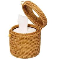 Caja de pañuelos de ratán con tapa, cubierta de papel higiénico, soportes decorativos de mimbre con tapa para almacenamiento, Rollo individual y pañuelos, 2 piezas - details 6