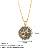 Collar largo de acero inoxidable para mujer, cadena con colgante de corazón, mal de ojo azul, sol, perro, abeja, elefante, Color dorado - details 11