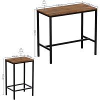 Juego de Mesa de Bar de 2 plazas, Mesa de Desayuno con 2 taburetes de Bar, Marco de Acero Industrial (Gris) - details 9