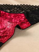 Una sola pieza, elegante encaje negro y rojo sexy de dos tonos de ropa interior para mujeres, con una entrepierna cómoda y transpirable. - details 13