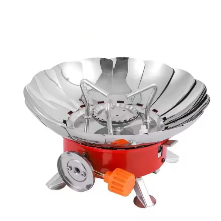 Mini calentador portátil para exteriores, quemador de loto para acampar, cocina, calefacción, conector plegable, tarjeta, estufa de gas a prueba de viento - 1