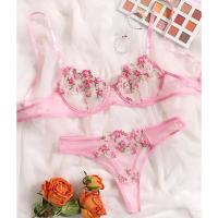 Conjunto de lencería Sexy exótica, sujetador de encaje transparente para mujer, tentación transparente, sujetadores florales bordados, conjuntos de ropa interior Push Up - details 10