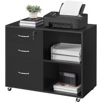 Cajonera Escritorio con Ruedas Cajonera de Oficina 3 Cajones Archivador Móvil de Oficina para Carpetas 80x40x65,5cm Negro - details 0