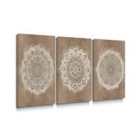Arte Mandala Dorado Gris Decoración de Pared de Estilo Indio para Dormitorio, Sala de Estar, Baño - details 1