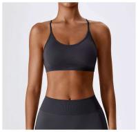 Top corto de gimnasio mejorado para yoga para mujer, sujetador deportivo ajustado sin costuras, sujetador transpirable - details 21