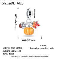 Colgante Charm Bead Plata de Ley 925 Calabaza Hoja de Arce Colgantes de Avellana Pulsera Original para Hacer Joyas Regalo del Día de San Valentín - details 4
