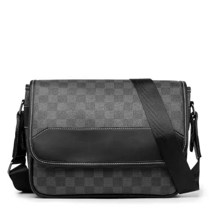 👜 👝 🎒 ⭐ ⭐ ⭐ Nuevo mensajero de moda para hombre, bolso informal para hombre, bolso de mensajero a cuadros, bolso de mensajero de un solo hombro con múltiples compartimentos - 1