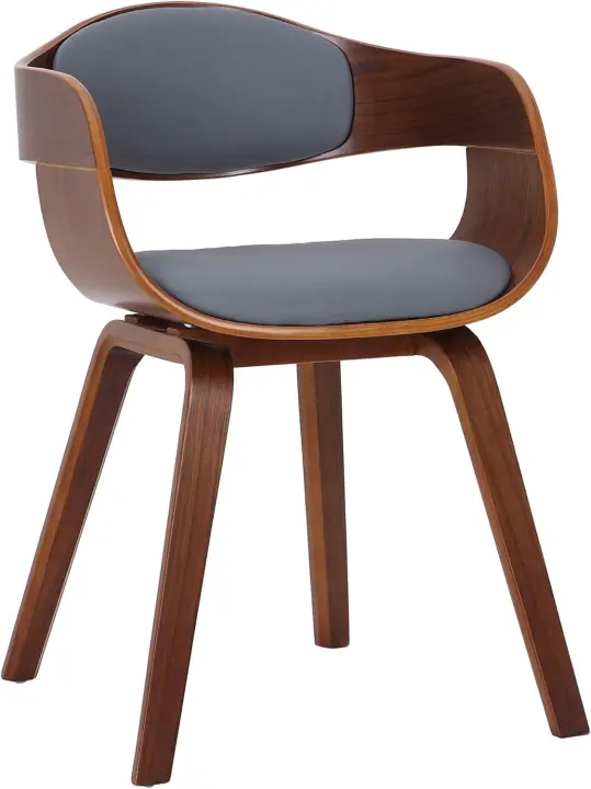 Silla de visita Kingston en piel sintética I Silla de madera con respaldo semi-convexo I Sillón de salón estilo escandinavo, Color:Nuez/Negro - 1