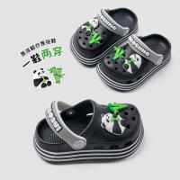 Zapatillas rojas de panda para niños con suela antideslizante y agujeros. - details 1