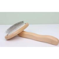 Peines para el pelo con mango de madera para perros, herramienta para desmatting de mascotas con agarre cómodo y ahorro de trabajo, almohadilla acolchada para quitar el desprendimiento - details 12