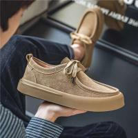 Nuevos zapatos de conductor de gamuza de diseñador de moda para hombre con cordones, zapatos deportivos planos de cuero de vaca, informales y a la moda, - details 4