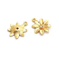 Colgantes de latón y circonita de Color dorado de 18K, varios dijes de flores, joyería artesanal de alta calidad, accesorios para collar y pendientes - details 40