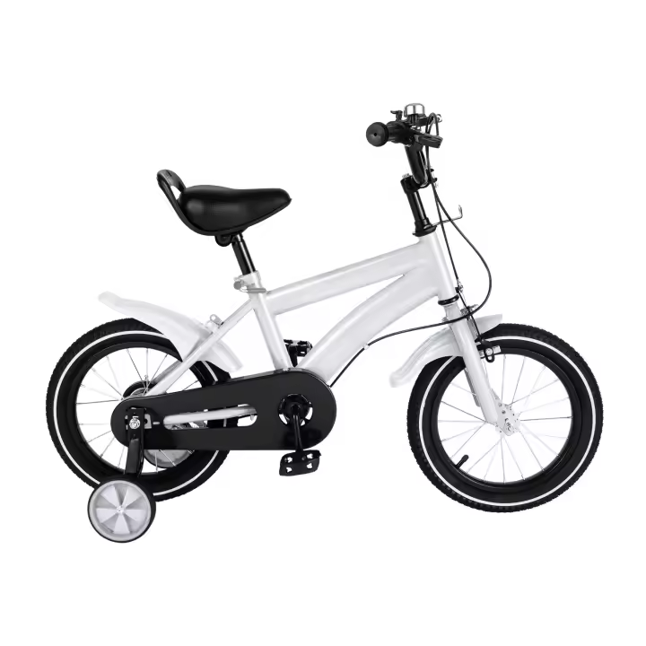Bicicleta infantil de 14 pulgadas con ruedas estabilizadoras y frenos de mano, con volante y altura ajustable - 1