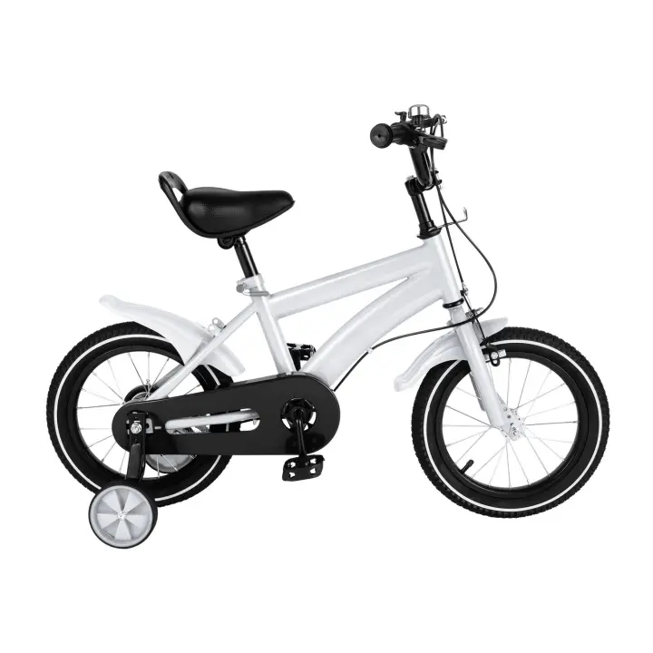 Bicicleta infantil de 14 pulgadas con ruedas estabilizadoras y frenos de mano, con volante y altura ajustable - 1