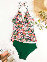 Bikini Tankini con cuello en V y espalda descubierta para mujer, traje de baño Sexy con cordones y cuello Halter, novedad - details 19