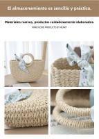 Bolso tejido a mano con cinta a la moda, bolso de playa de verano, bolso de paja de celebridad de Internet, bolso de vacaciones de playa estilo Mori para mujer - details 6