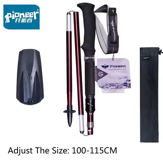 Palos de Senderismo PIONEER 2pcs Ultra Ligeros y Plegables para Trekking Nórdico en Aluminio Carbono y Tungsteno - 1